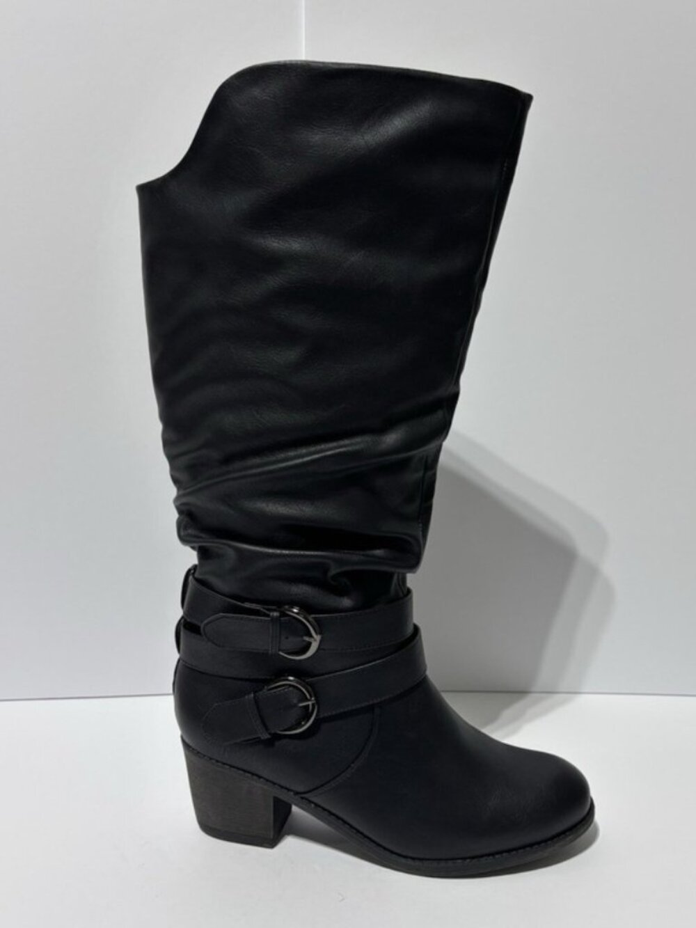 Journee Collection Women’s Late Black Riding Boots, Size 11 M, Wide Calf